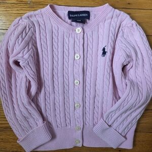 Ralph Lauren Pink Cable Knit Cardigan Toddler Girl 18M
